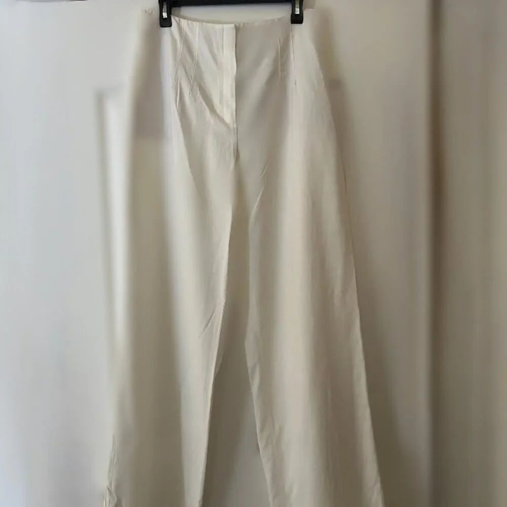 Massimo Dutti Viscose & Wool Blend Flowing Darted Wide Leg Trousers Size 10 NWT - Picture 2 of 15